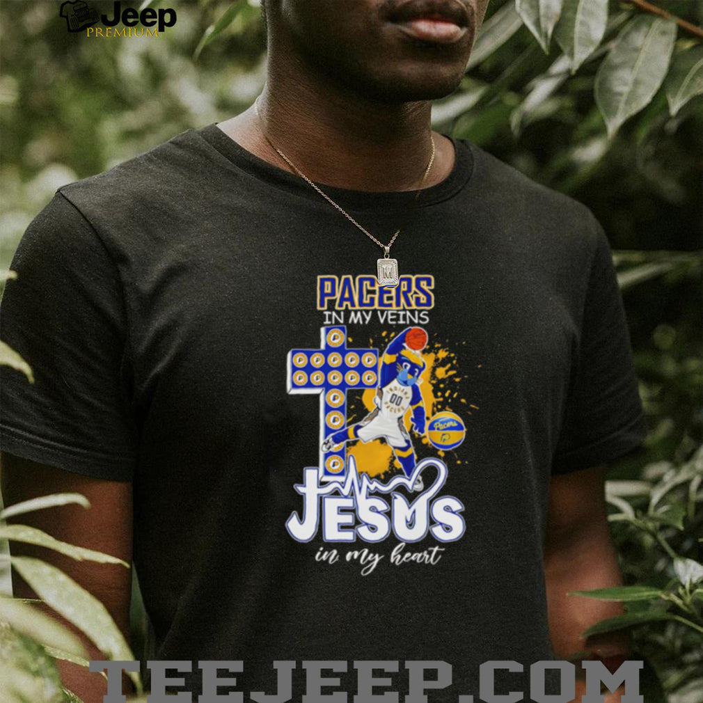 Pacers In My Veins Jesus In My Heart T Shirt Indiana Basketball Faith T Shirt