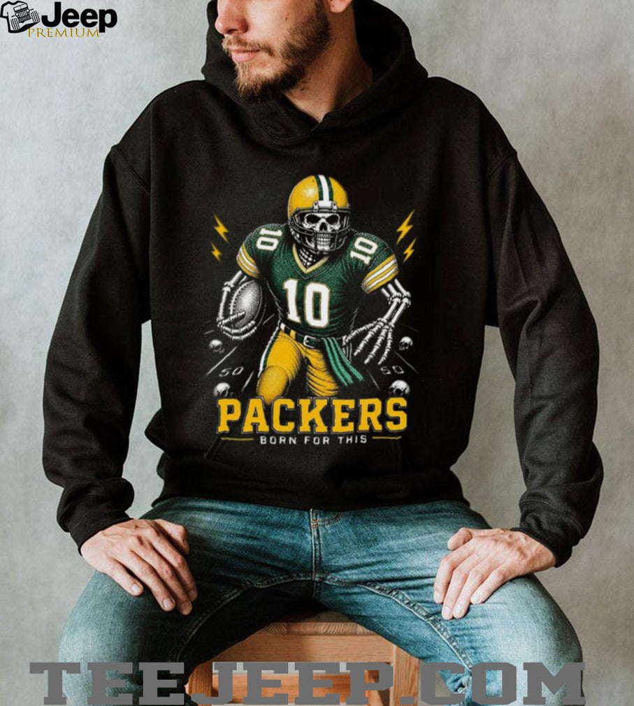 Packers Football Skull Born For This Retro Vintage Game Day Gift Fans Men Women Shirt