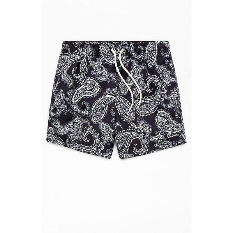 Pacsun Men's Black Paisley AOP 4.5" Swim Trunks