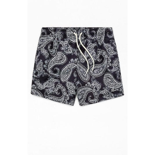 Pacsun Men's Black Paisley AOP 4.5" Swim Trunks