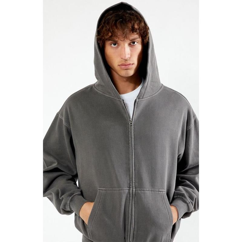 Pacsun Men's Black Vintage Washed Full Zip Hoodie