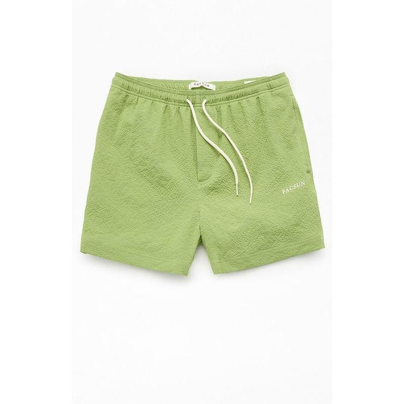 Pacsun Men's Green Sail Seersucker 4.5" Swim Trunks