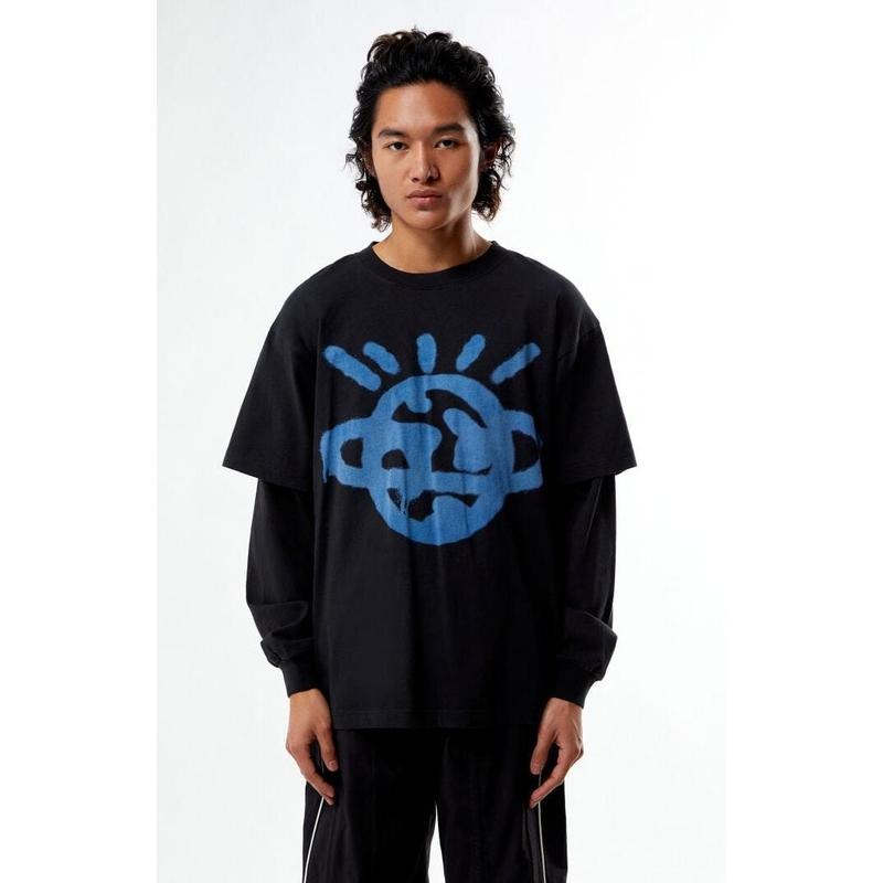 Pacsun Men's Planet Double Layered Long Sleeve T-Shirt