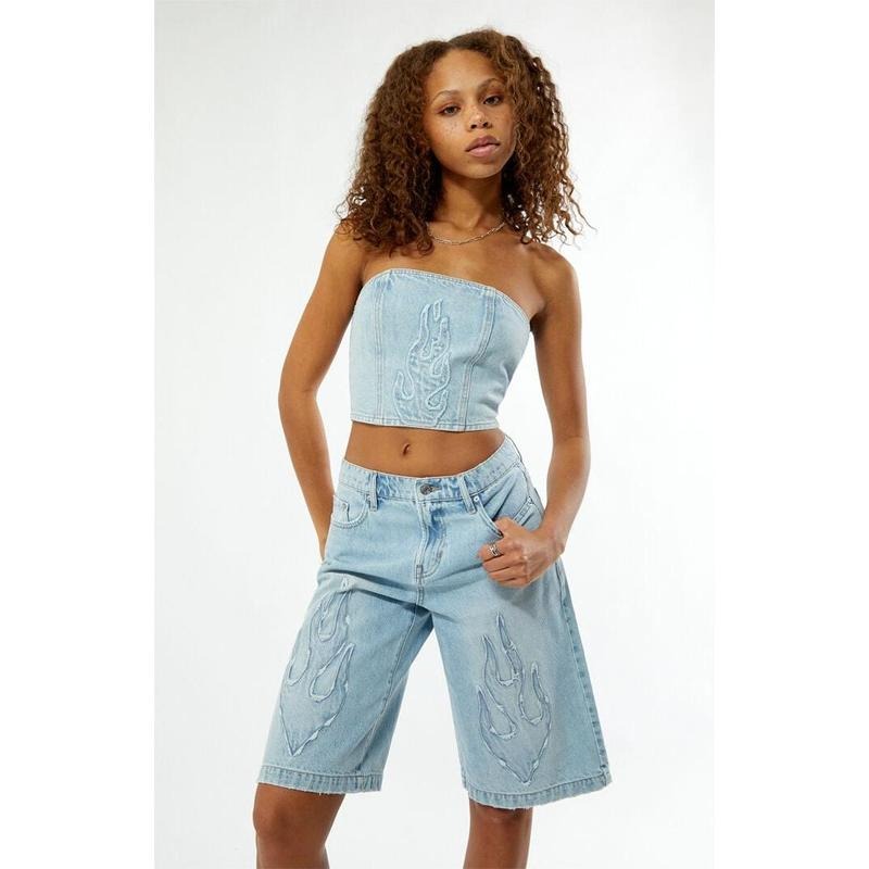 Pacsun Women's Aries Denim Corset Top T-Shirts, Hoodie, Sweatshirt | WearSparks.com