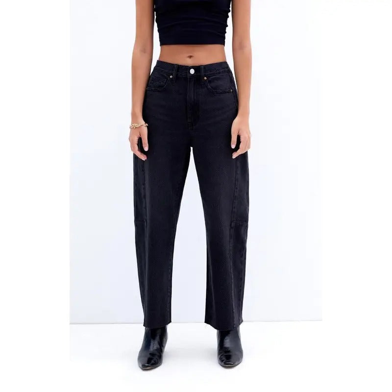 Pacsun Women's Black Cropped Barrel Jeans
