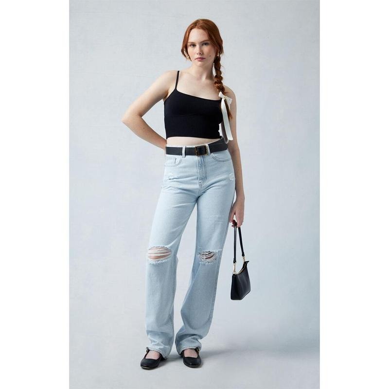 Pacsun Women's Eco Light Indigo Ripped '90s Boyfriend Jeans