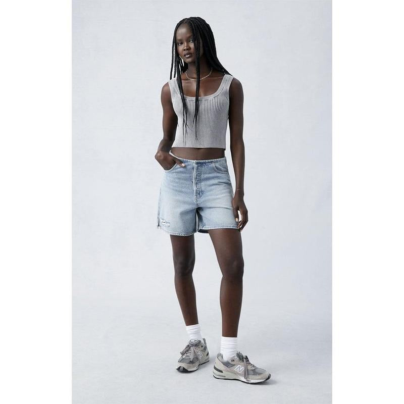 Pacsun Women's Eco Light Indigo Ripped High Waisted Relaxed Jorts T-Shirts, Hoodie, Sweatshirt | WearSparks.com