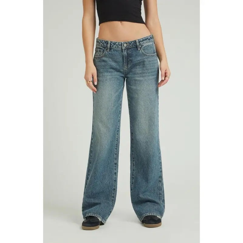 Pacsun Women's Indigo Low Rise Girlfriend Jeans