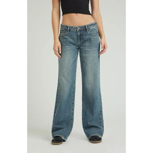 Pacsun Women's Indigo Low Rise Girlfriend Jeans