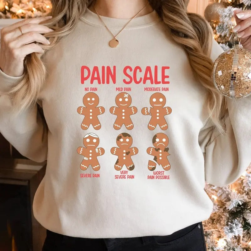 Pain Scale Gingerbread Sweatshirt, Xmas Christmas Sweatshirt, Christmas Cookies Sweater, Christmas Gift For Nurse, Xmas Holiday Shirt, Nurse Shirt