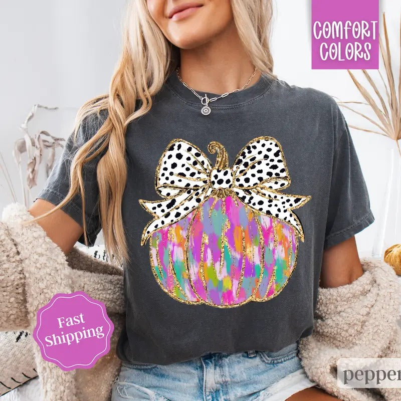 Painted Pumpkin Shirt Comfort Colors Tshirt,  Women's Fall Tee, October Vibes Shirt, Pumpkin Patch Shirt Hoodie, Sweatshirt