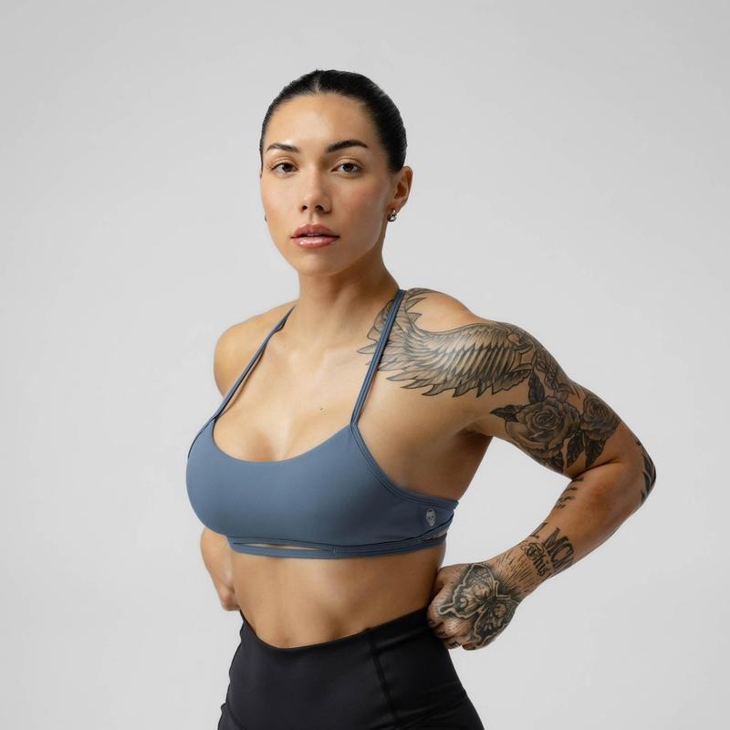 Pale Blue Sports Bra for Women, Low to Medium Support, Plain Pattern, Cooling Inner Liner - Strategy Bra