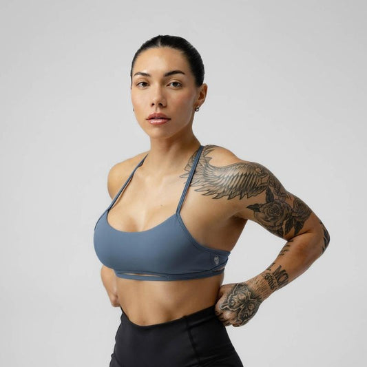 Pale Blue Sports Bra for Women, Low to Medium Support, Plain Pattern, Cooling Inner Liner - Strategy Bra