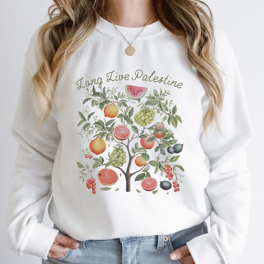 Palestinian Fruits Aesthetic Sweatshirt for Human Rights,  Free Palestine Sweatshirt, Free Palestine Gaza Shirt, Sweatshirt, Casual Cotton Top Womenswear Check Comfortable
