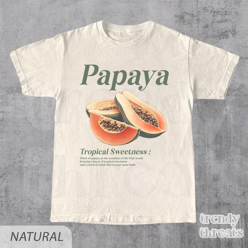 Papaya T-Shirt, Vintage Graphic Fruit Shirt, Aesthetic Fruit Shirt Boho Shirt Fruit Tee Papaya Shirt, Graphic Shirt Gift Unisex Retro Tee