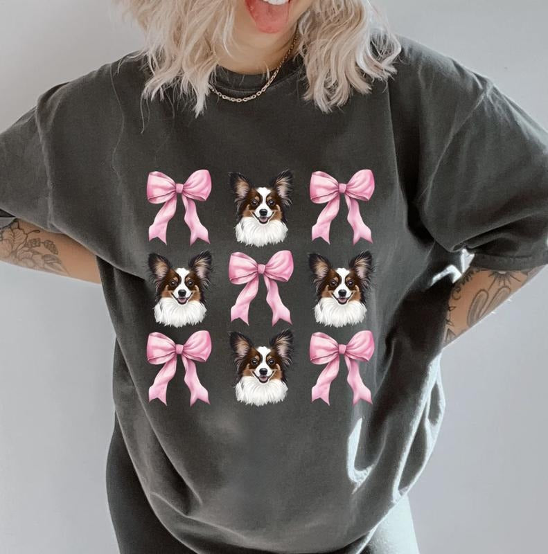 Papillon with bows Shirt ~ Unisex Apparel Relaxed Fit Printed In The USA Clothing Womenswear Casual Comfort Cotton Top Athletic Boho Chic