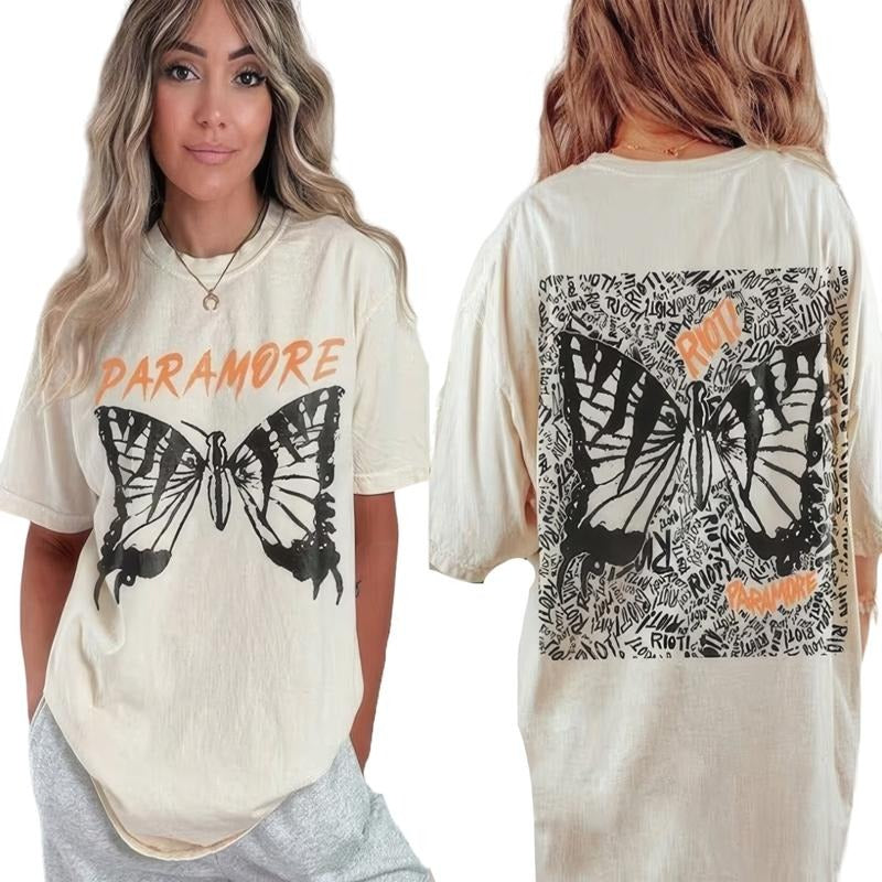 Paramore Tour T-Shirt with Doodles  2-Sided Collection Cotton Top