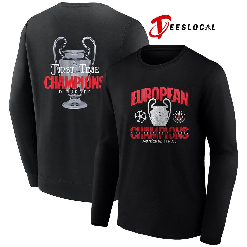Paris Saint Germain UCL Champions first time champions D’ Europe trophy shirt