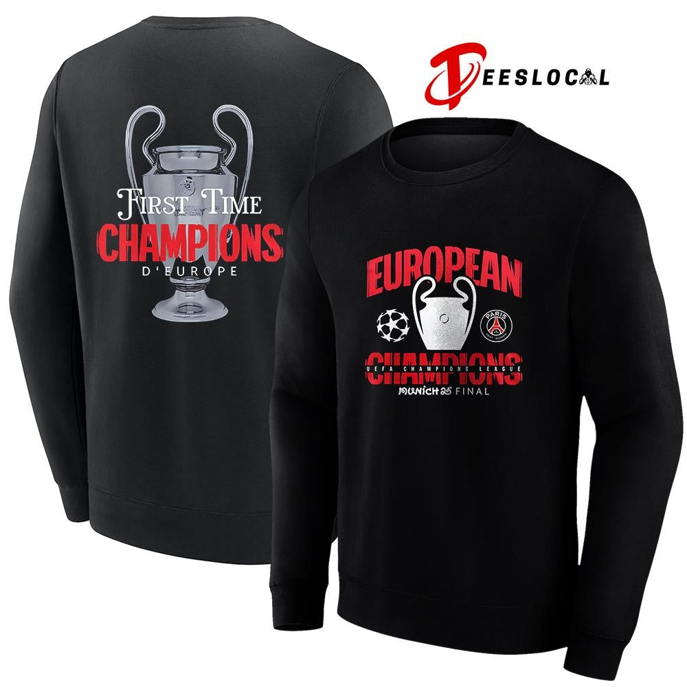 Paris Saint Germain UCL Champions first time champions D’ Europe trophy shirt