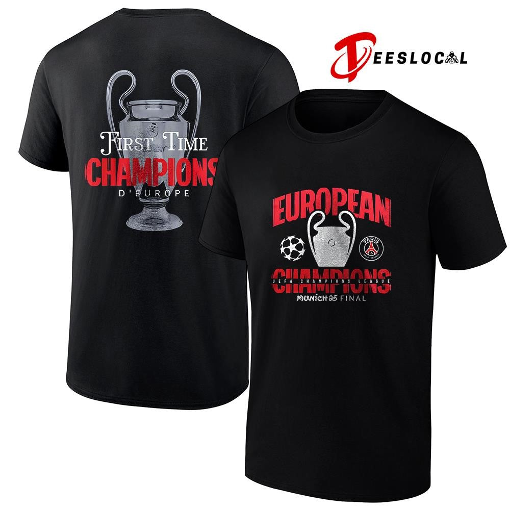 Paris Saint Germain UCL Champions first time champions D’ Europe trophy shirt