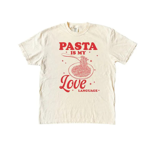 Pasta Is My Love Language T-Shirt, Retro Valentines Day Shirt, Comfort Colors Shirt, Funny Unisex Fit Shirts, Vintage Streetwear