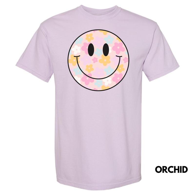 Pastel Flowers Happy Face Comfort Colors T-Shirt 'NLB'