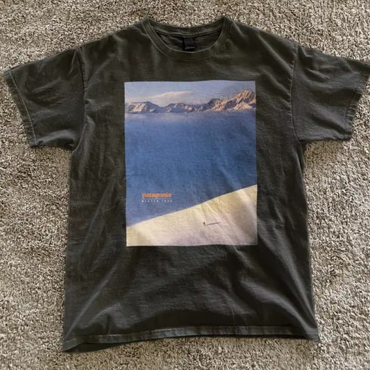 Patagonia Winter 1990 vintage print ad, retro t-shirt promotional campaign, Unisex T-Shirt, For Men Women Menswear Top Streetwear