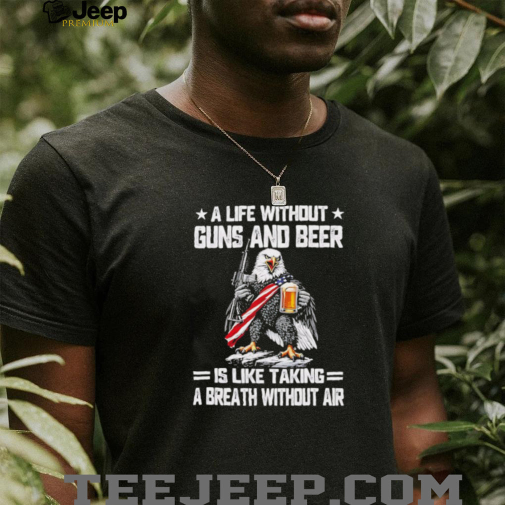 Patriot Eagle Guns and Beer American Flag Humor T Shirt