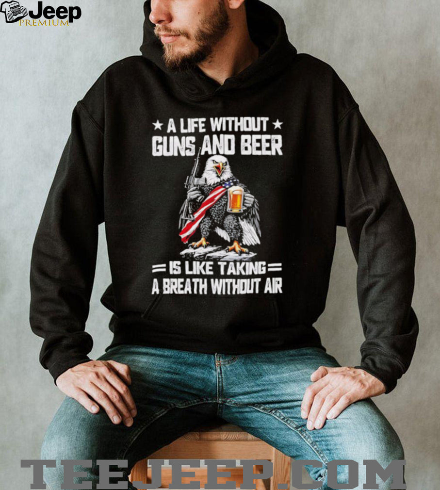 Patriot Eagle Guns and Beer American Flag Humor T Shirt