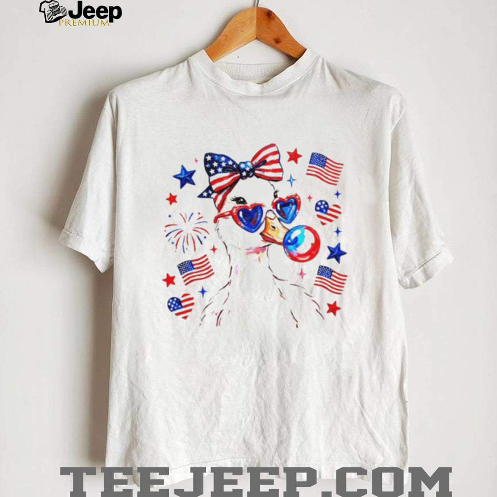 Patriotic American Duck Patriotic Bow and Sunglasses T Shirt