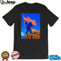 Patriotic American Flag Sheep Cliff Political Satire Illustration Graphic T Shirt