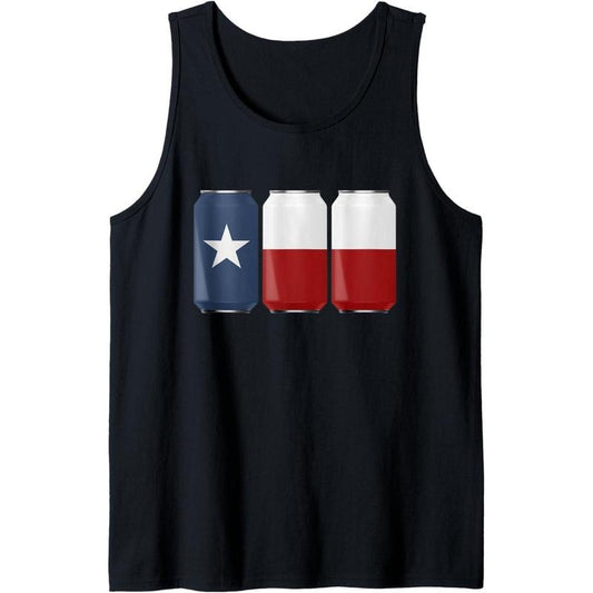 Patriotic Beer Cans USA American Texas Flag Tank Top made in USA