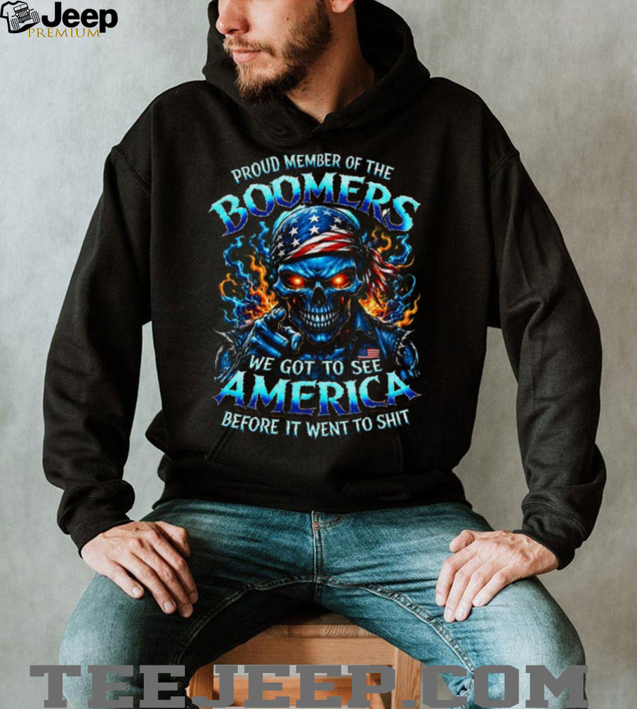 Patriotic Boomer Skull American Flag Bandana Biker T Shirt