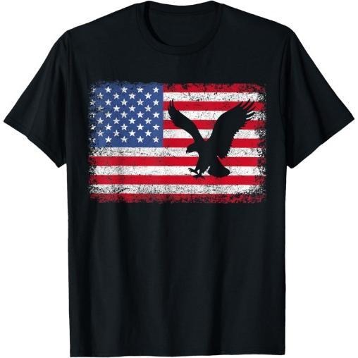 Patriotic Eagle 4th of July USA American Flag T-Shirt Made in USA