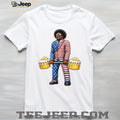 Patriotic Man Lifting Beer Barbell American Flag Suit T Shirt
