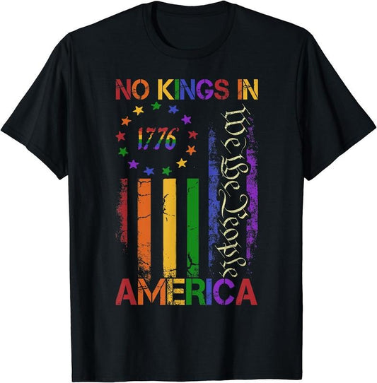 Patriotic Pro-Democracy Protest June 14 No Kings In America T-Shirt | Unisex Cotton Tee Gift, Crewneck, Short Sleeve