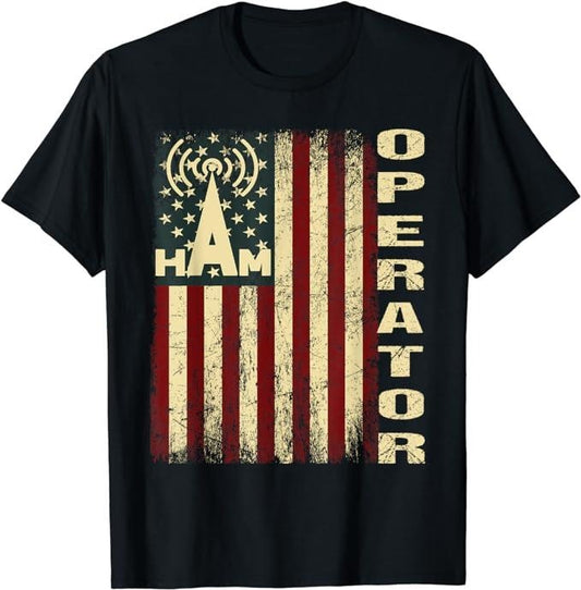 Patriotic Shirts For Men, Patriotic USA Flag Ham Radio Amateur Radio Operator T-Shirt Menswear Top Casual Cotton Basic Fashion