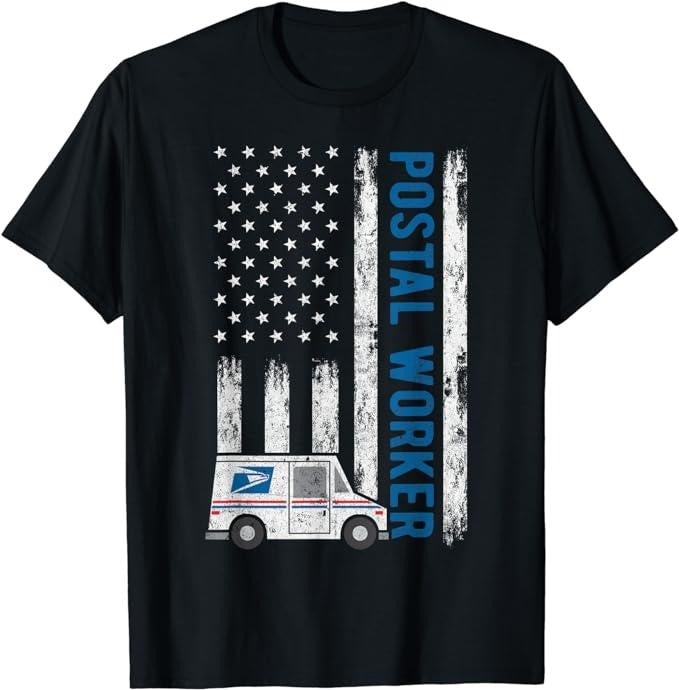 Patriotic Shirts For Men, USA Flag Patriotic Postal Worker Mailman Mail Lady Novelty T-Shirt Menswear Casual Cotton Top Unisex