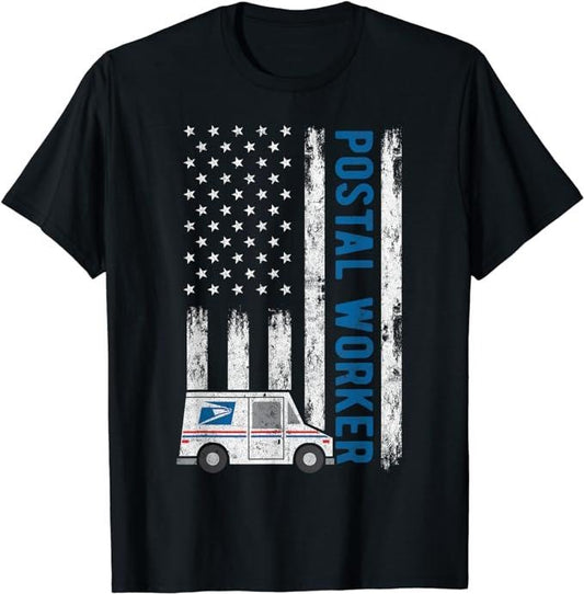 Patriotic Shirts For Men, USA Flag Patriotic Postal Worker Mailman Mail Lady Novelty T-Shirt Menswear Casual Cotton Top Unisex