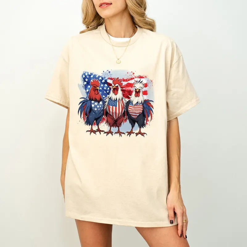 Patriotic USA Chicken Shirt, Retro American 4th Of July Shirt, Independence Day Design, Patriotic Shirt, Retro American Shirt, Funny Chicken Shirt