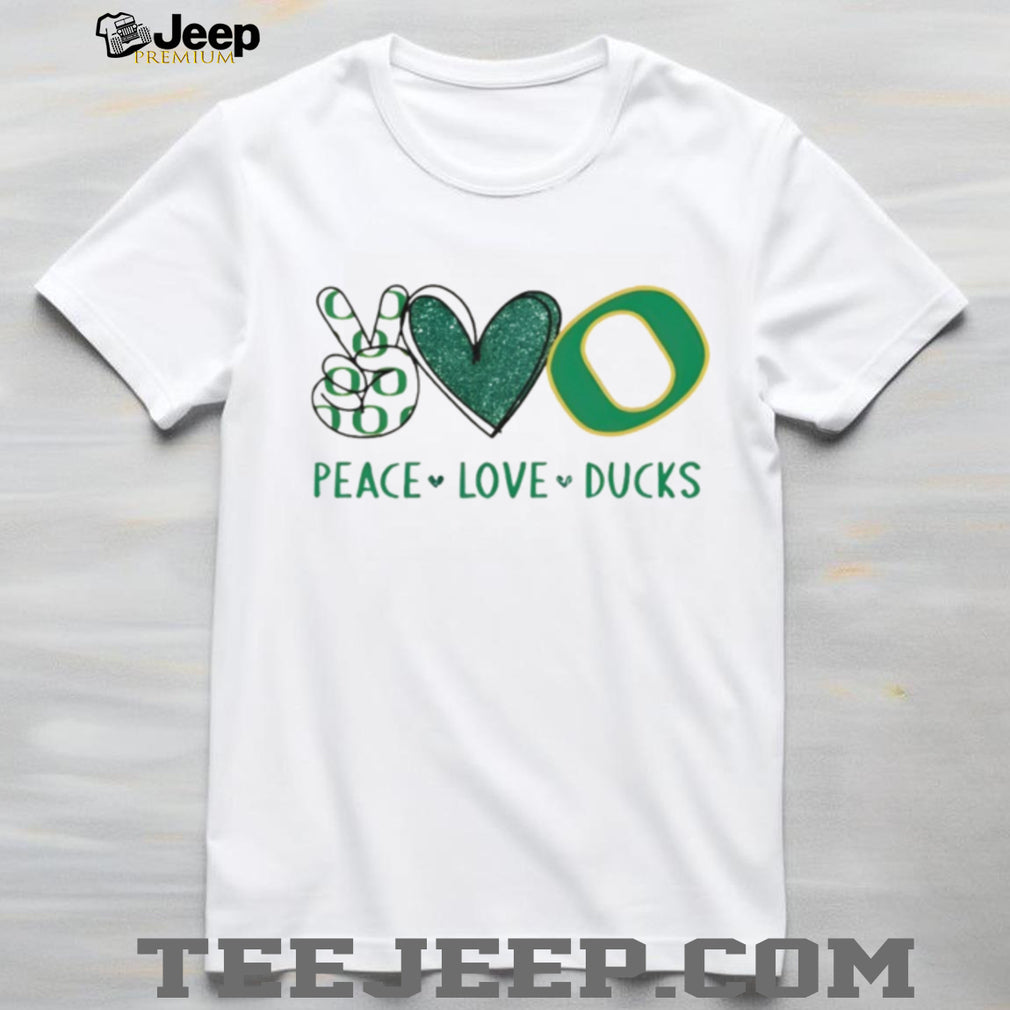 Peace Love Ducks Oregon University Green Glitter Graphic T Shirt