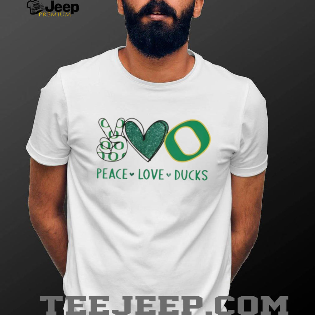 Peace Love Ducks Oregon University Green Glitter Graphic T Shirt