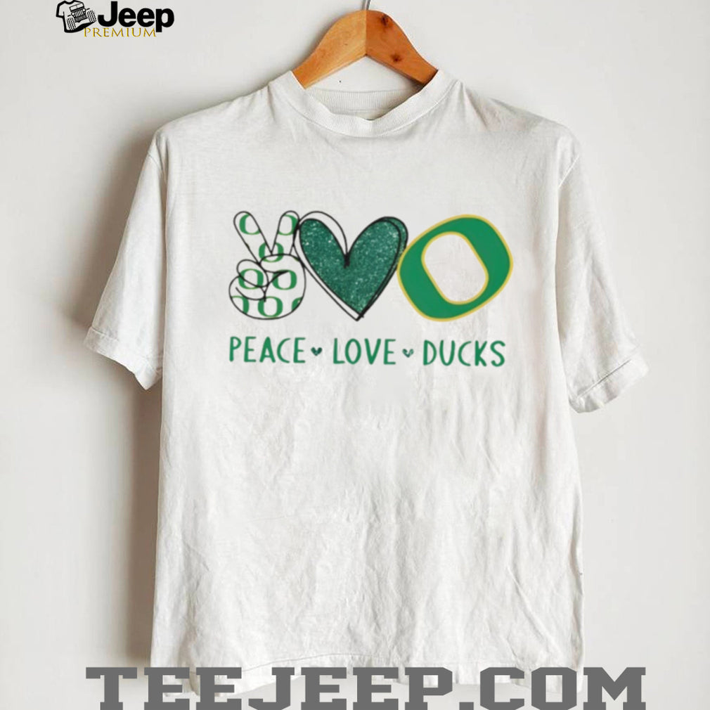 Peace Love Ducks Oregon University Green Glitter Graphic T Shirt