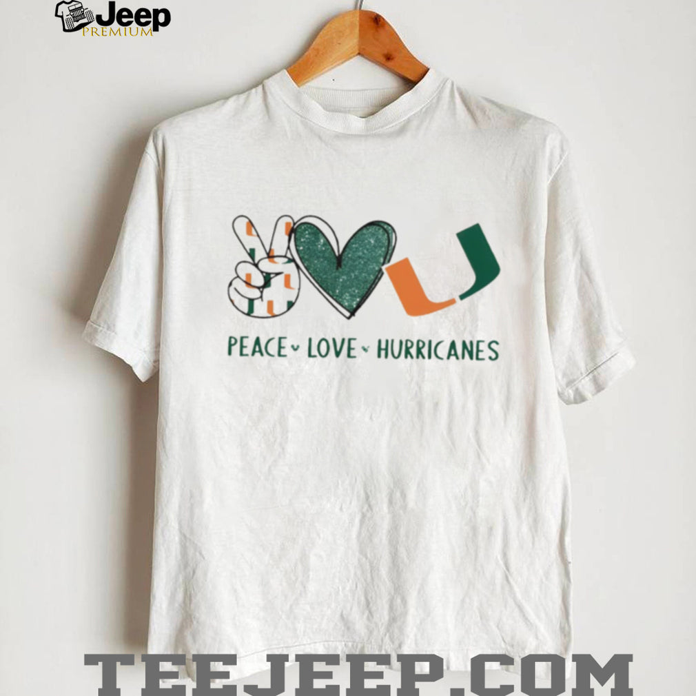 Peace Love Hurricanes University of Miami Fan Graphic T Shirt