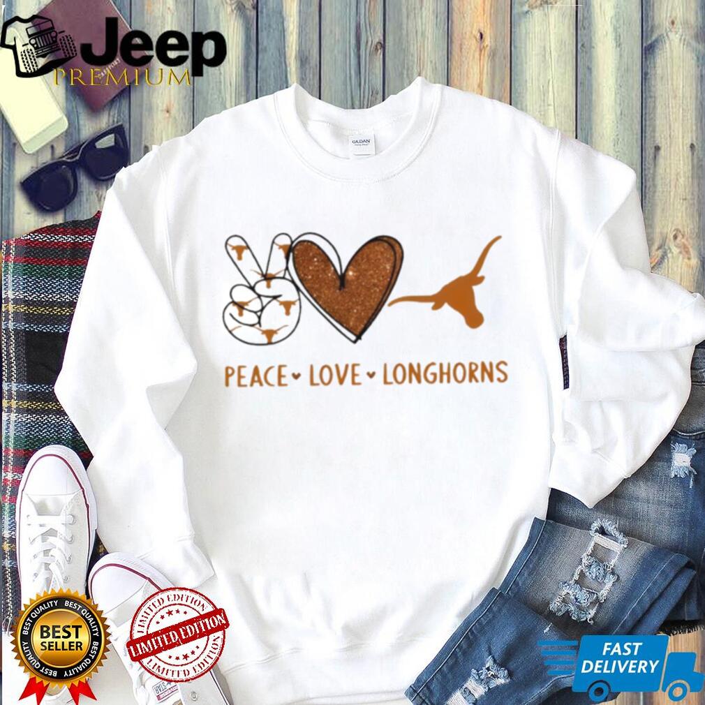 Peace Love Longhorns University of Texas Glitter Logo T Shirt