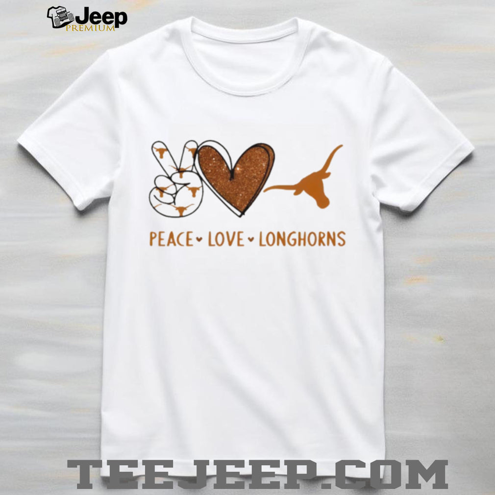 Peace Love Longhorns University of Texas Glitter Logo T Shirt