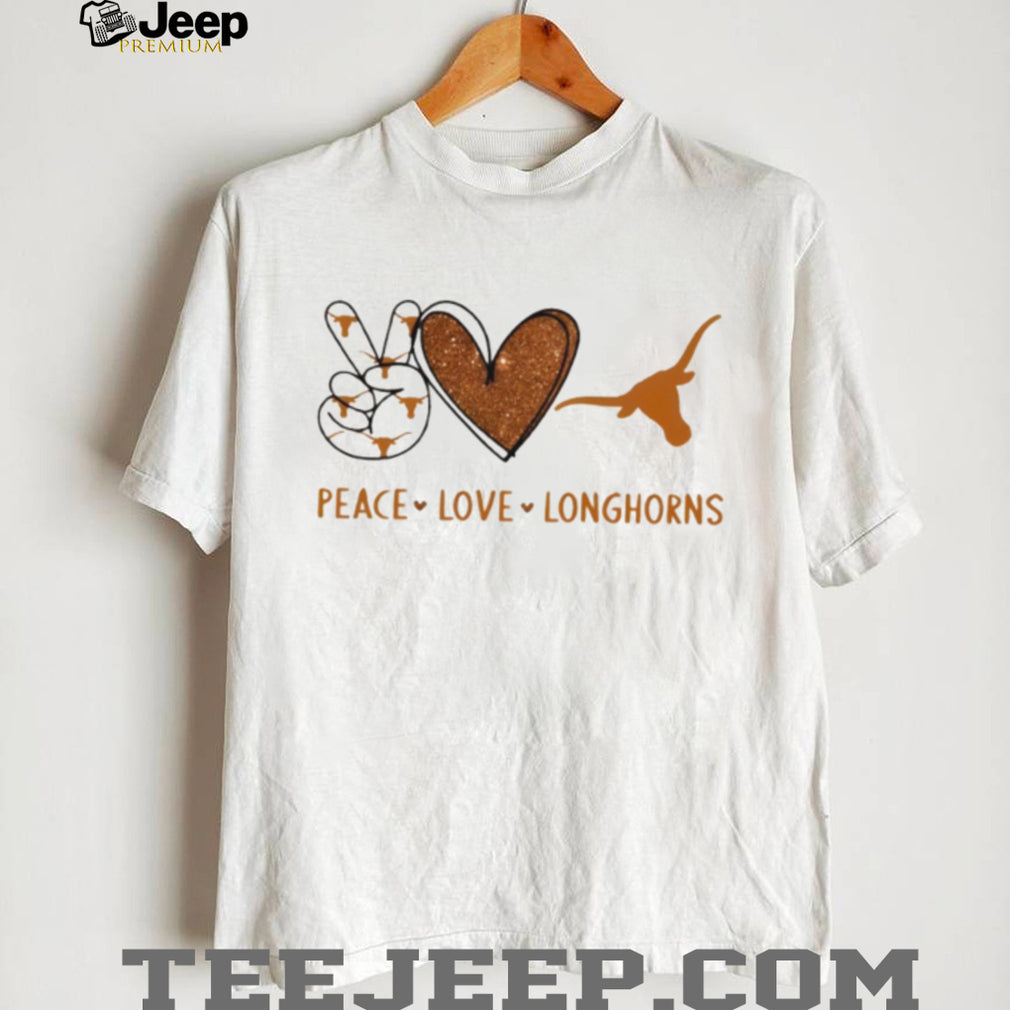 Peace Love Longhorns University of Texas Glitter Logo T Shirt