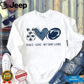 Peace Love Nittany Lions Penn State Blue Glitter Fan T Shirt