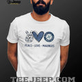 Peace Love Seattle Mariners Baseball Fan Navy Glitter Design T Shirt