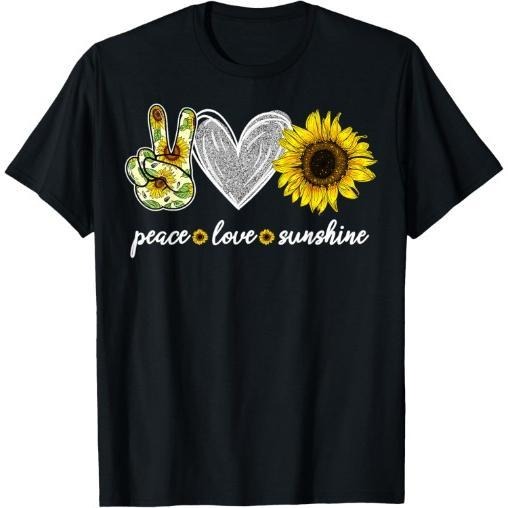 Peace Love Sunshine Sunflower Hippie Sunflower Lover Gifts T-Shirt Made in USA Hoodie, Sweatshirt | WearSparks.com